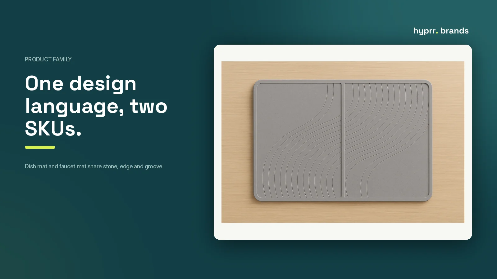 The dish mat and faucet mat, one product family sharing the same stone and groove design